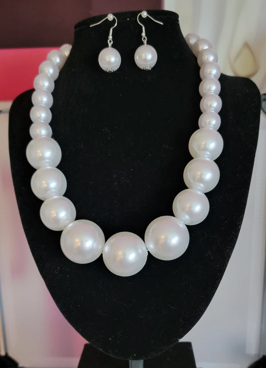 Large Single Strand Pearl Necklace