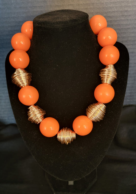 Orange Stone n Gold Necklace